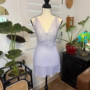 Vintage 90s Y2K Delicates Lavender Lace Chemise Slip Dress Cami Top